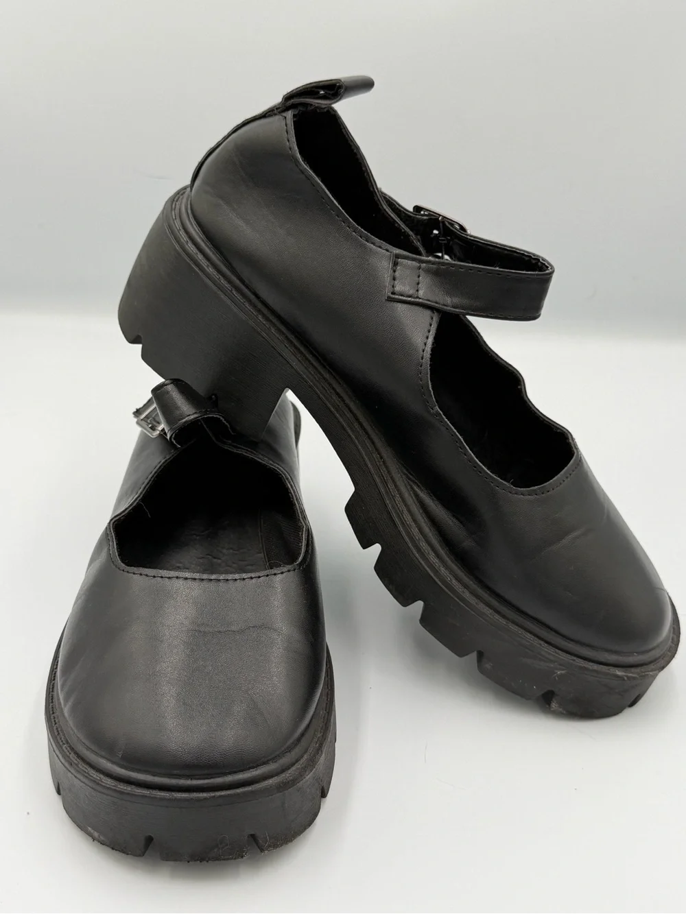 Black Chunky Soled Whimsigoth Retro 90s Grunge Hippie Platform Mary Janes 10